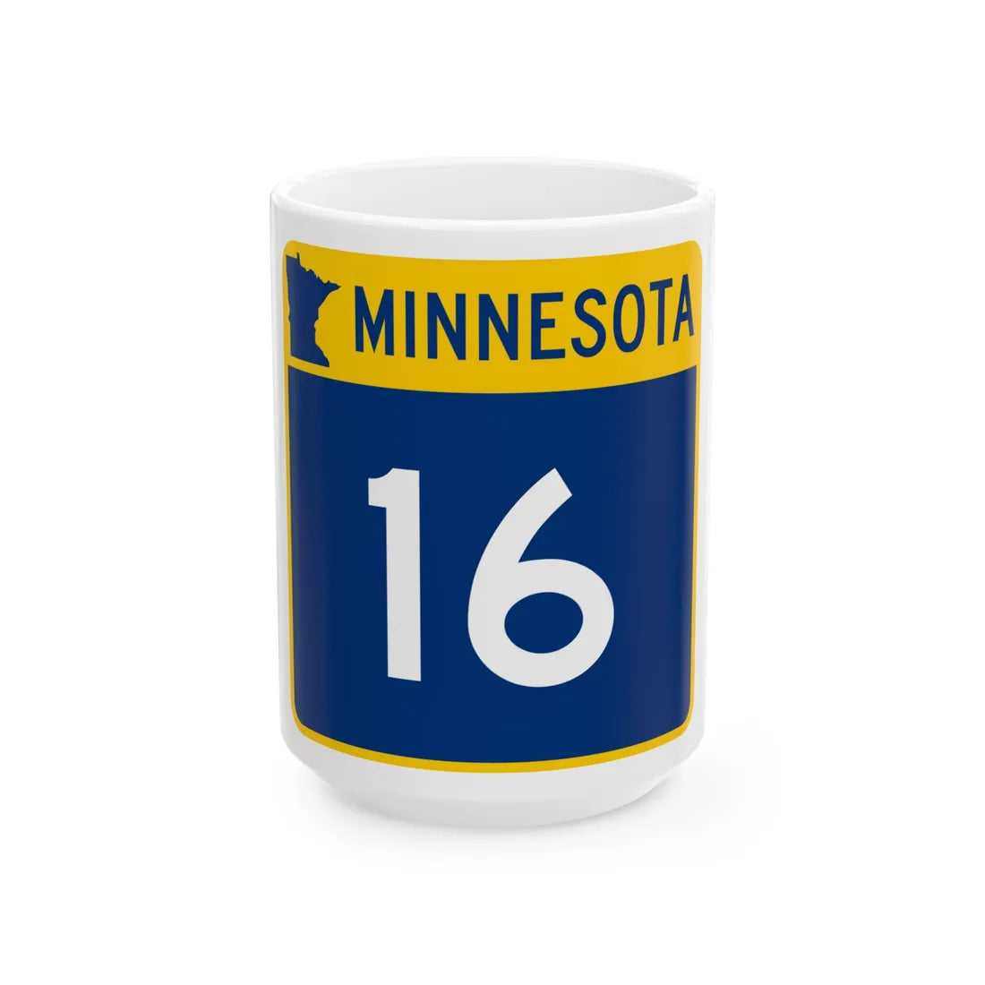 MN-16 (Minnesota) (Road Sign) White Coffee Mug 15oz - Go Mug Yourself