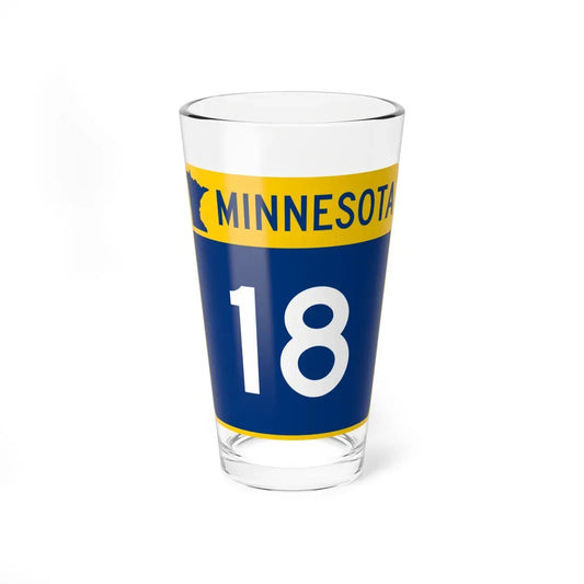 MN-18 (Minnesota) (Road Sign) Pint Glass 16oz 16oz - Go Mug Yourself