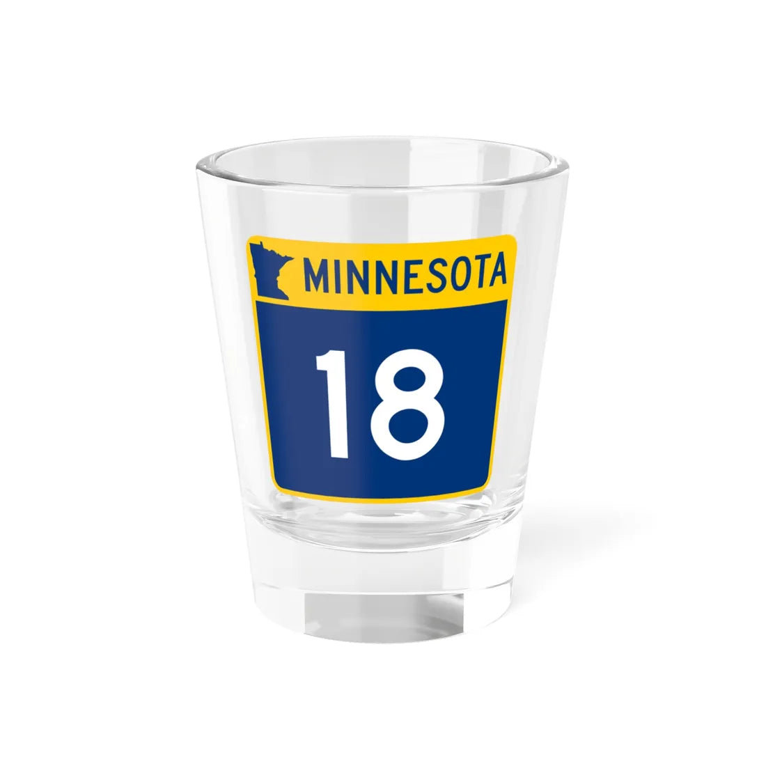 MN-18 (Minnesota) (Road Sign) Shot Glass 1.5oz 1.5oz - Go Mug Yourself