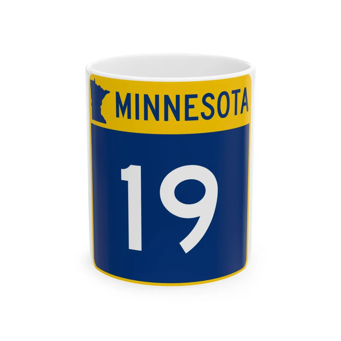 MN-19 (Minnesota) (Road Sign) White Coffee Mug 11oz - Go Mug Yourself