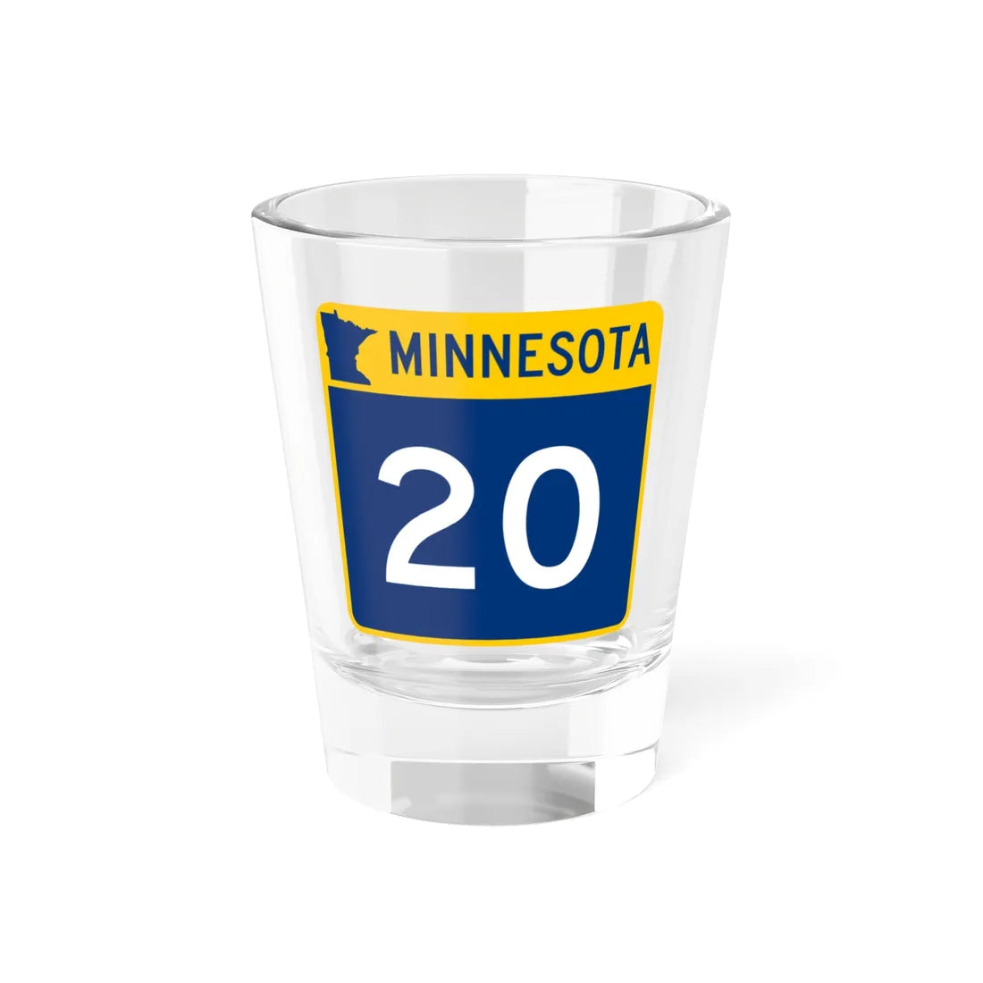 MN-20 (Minnesota) (Road Sign) Shot Glass 1.5oz 1.5oz - Go Mug Yourself