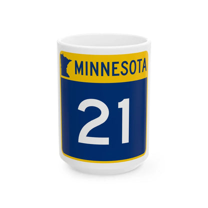 MN-21 (Minnesota) (Road Sign) White Coffee Mug 15oz - Go Mug Yourself