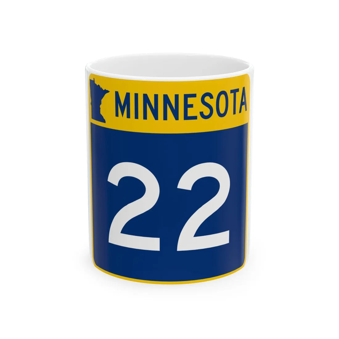 MN-22 (Minnesota) (Road Sign) White Coffee Mug 11oz - Go Mug Yourself