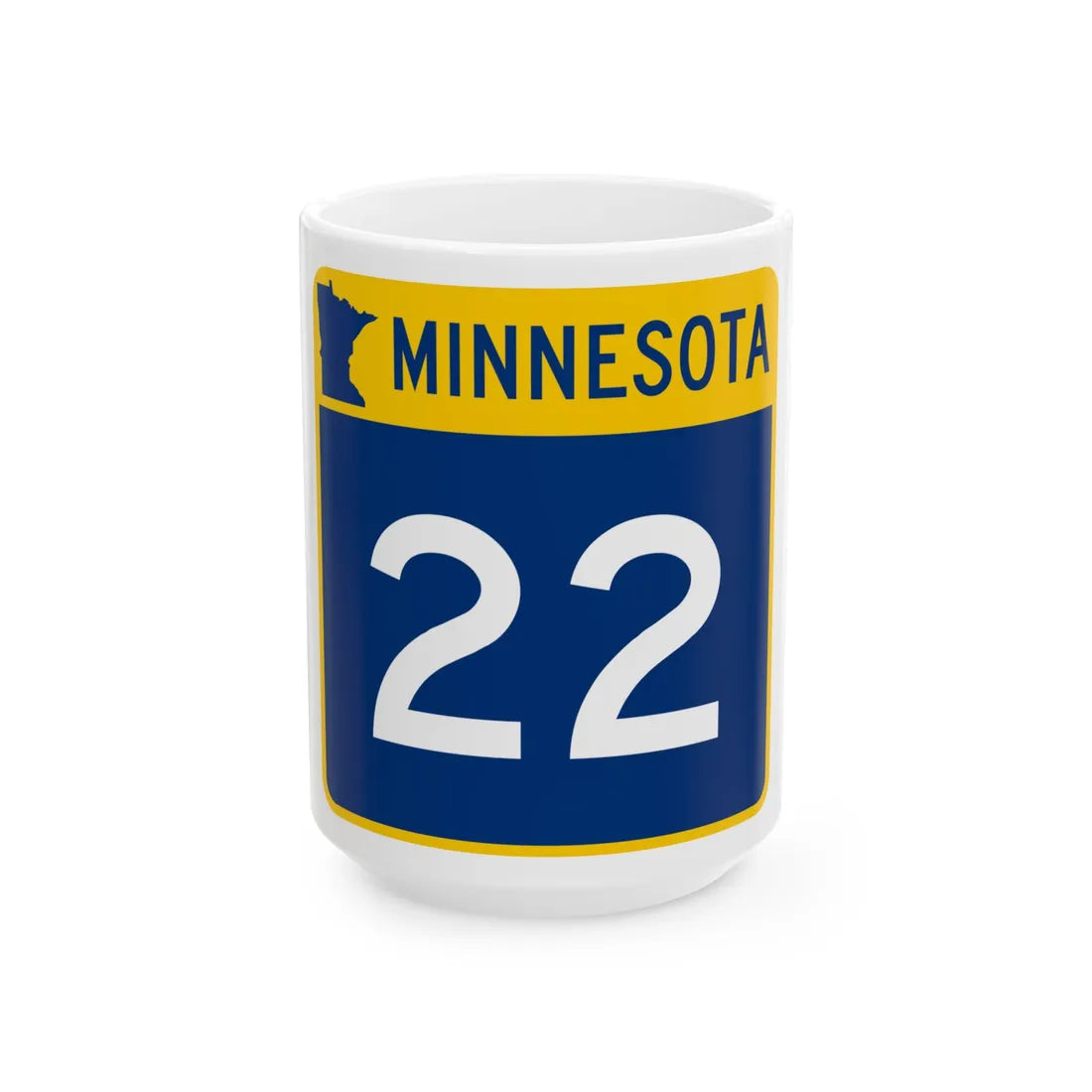 MN-22 (Minnesota) (Road Sign) White Coffee Mug 15oz - Go Mug Yourself