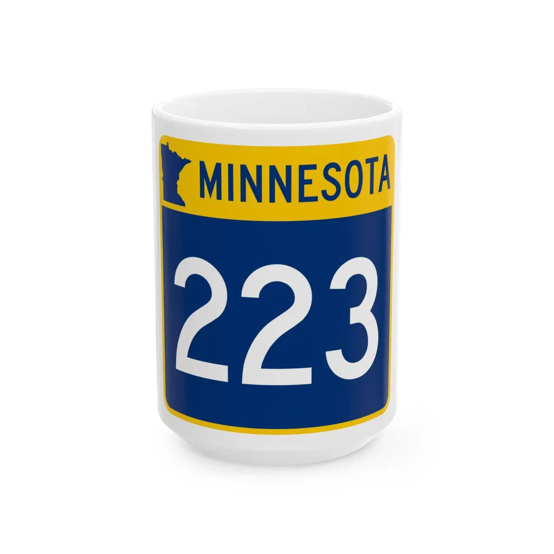 MN-223 (Minnesota) (Road Sign) White Coffee Mug 15oz - Go Mug Yourself