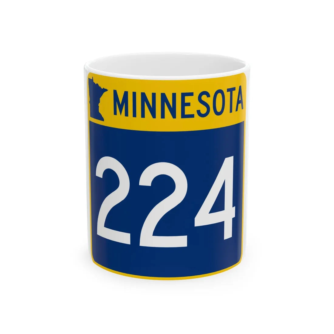 MN-224 (Minnesota) (Road Sign) White Coffee Mug 11oz - Go Mug Yourself