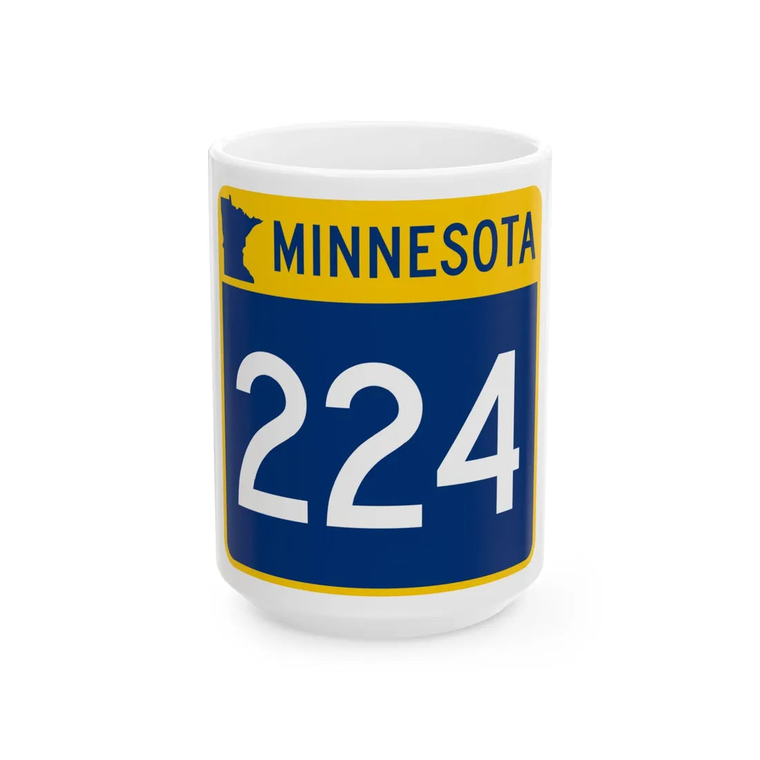 MN-224 (Minnesota) (Road Sign) White Coffee Mug 15oz - Go Mug Yourself