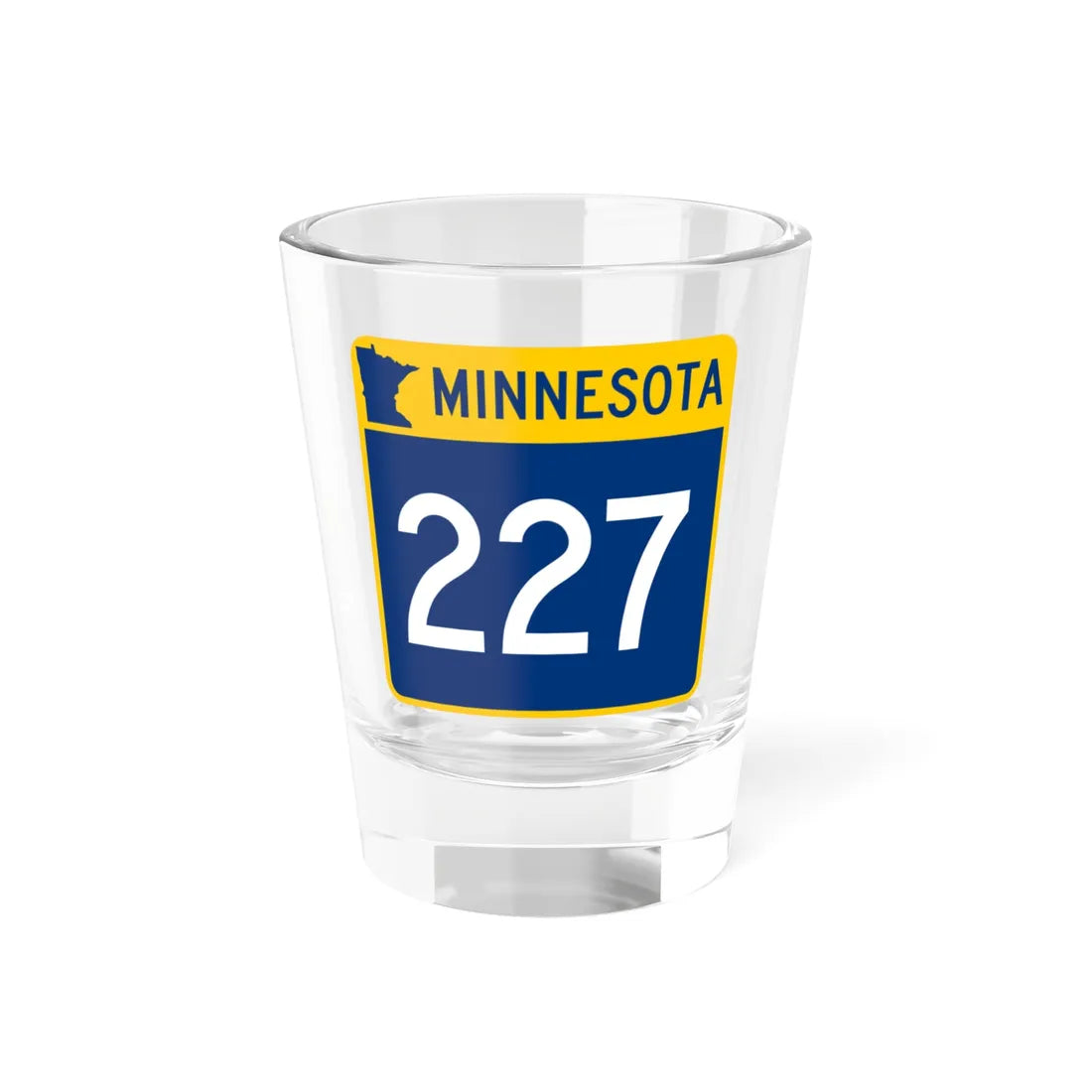 MN-227 (Minnesota) (Road Sign) Shot Glass 1.5oz 1.5oz - Go Mug Yourself