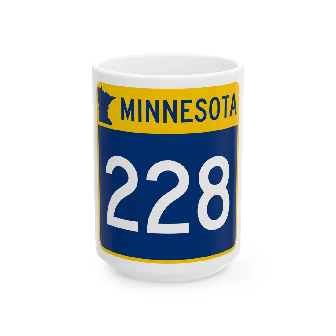 MN-228 (Minnesota) (Road Sign) White Coffee Mug 15oz - Go Mug Yourself