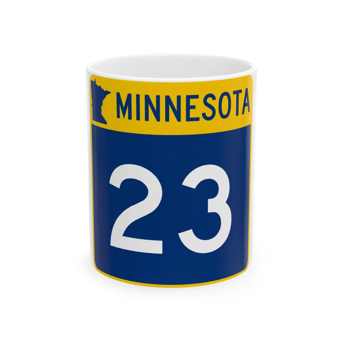 MN-23 (Minnesota) (Road Sign) White Coffee Mug 11oz - Go Mug Yourself