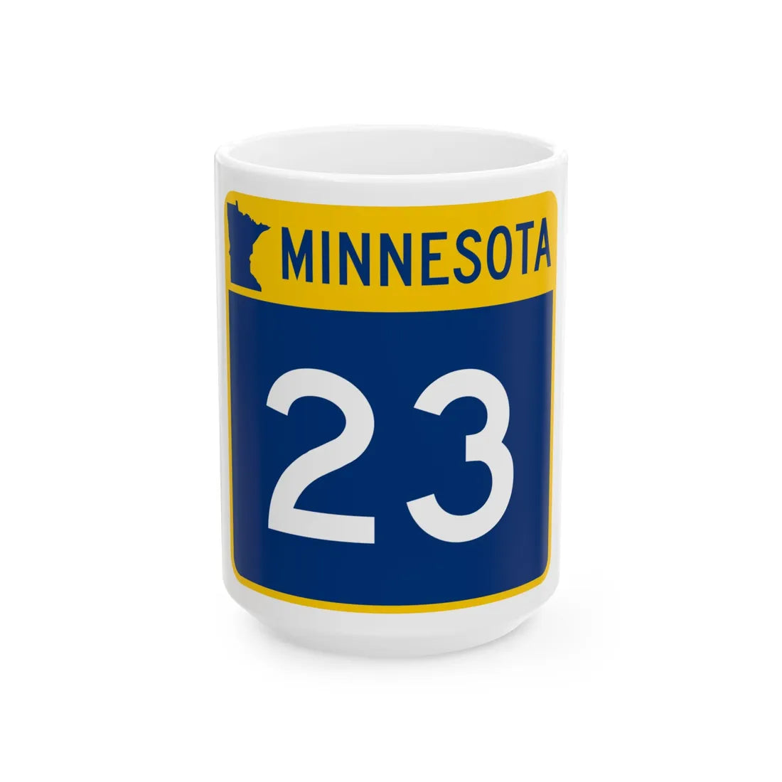 MN-23 (Minnesota) (Road Sign) White Coffee Mug 15oz - Go Mug Yourself