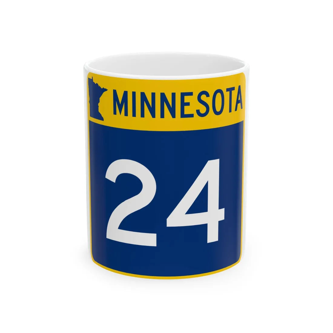 MN-24 (Minnesota) (Road Sign) White Coffee Mug 11oz - Go Mug Yourself