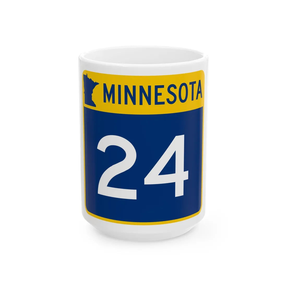 MN-24 (Minnesota) (Road Sign) White Coffee Mug 15oz - Go Mug Yourself