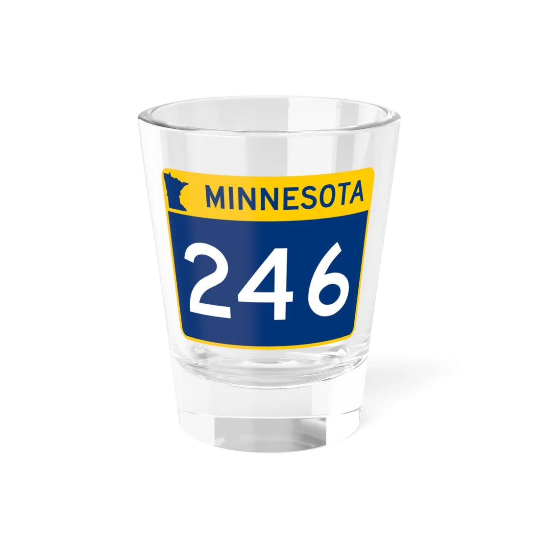 MN-246 wide (Minnesota) (Road Sign) Shot Glass 1.5oz 1.5oz - Go Mug Yourself