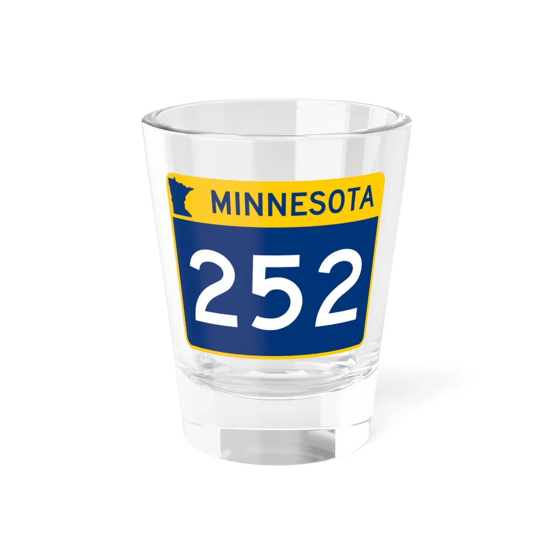 MN-252 wide (Minnesota) (Road Sign) Shot Glass 1.5oz 1.5oz - Go Mug Yourself