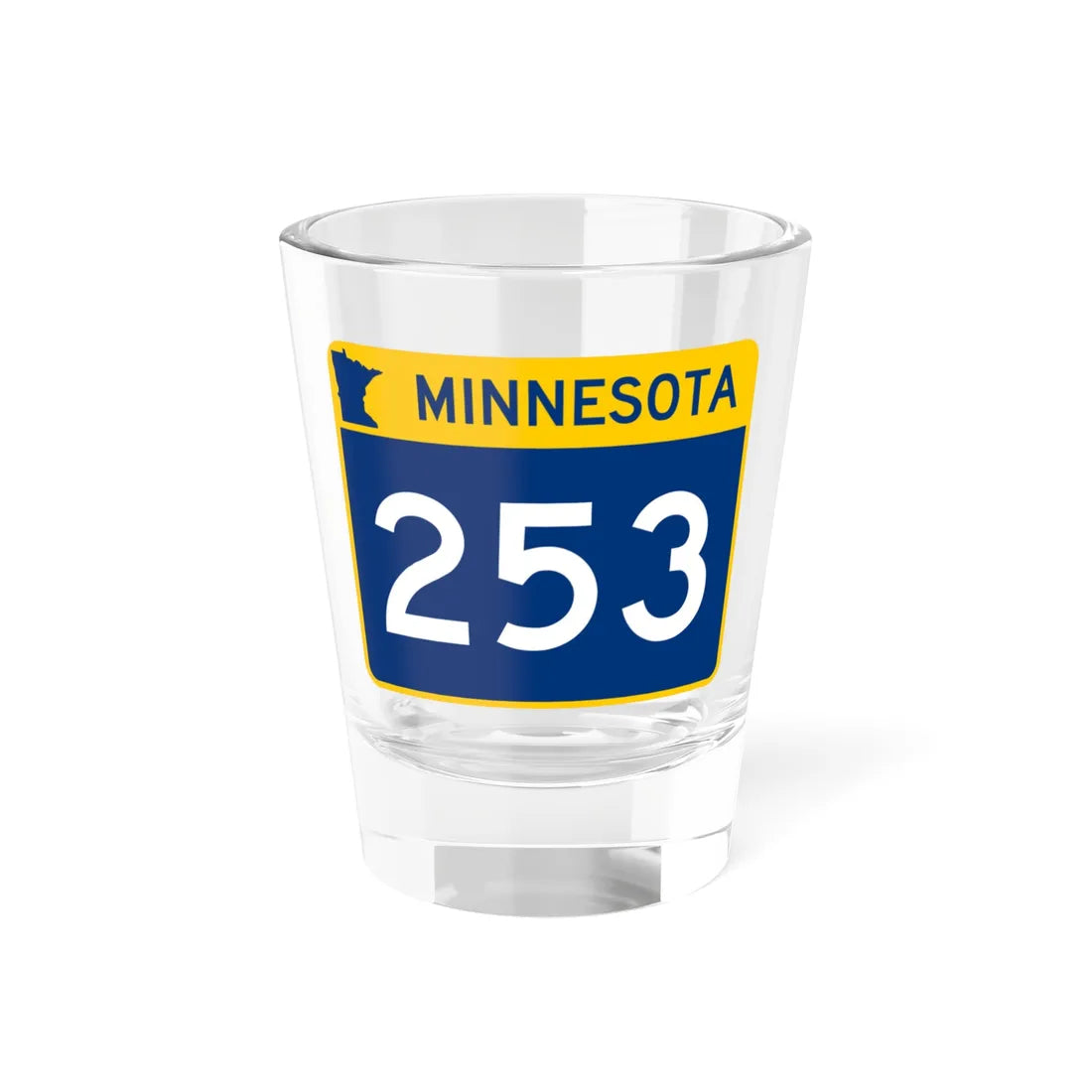 MN-253 wide (Minnesota) (Road Sign) Shot Glass 1.5oz 1.5oz - Go Mug Yourself