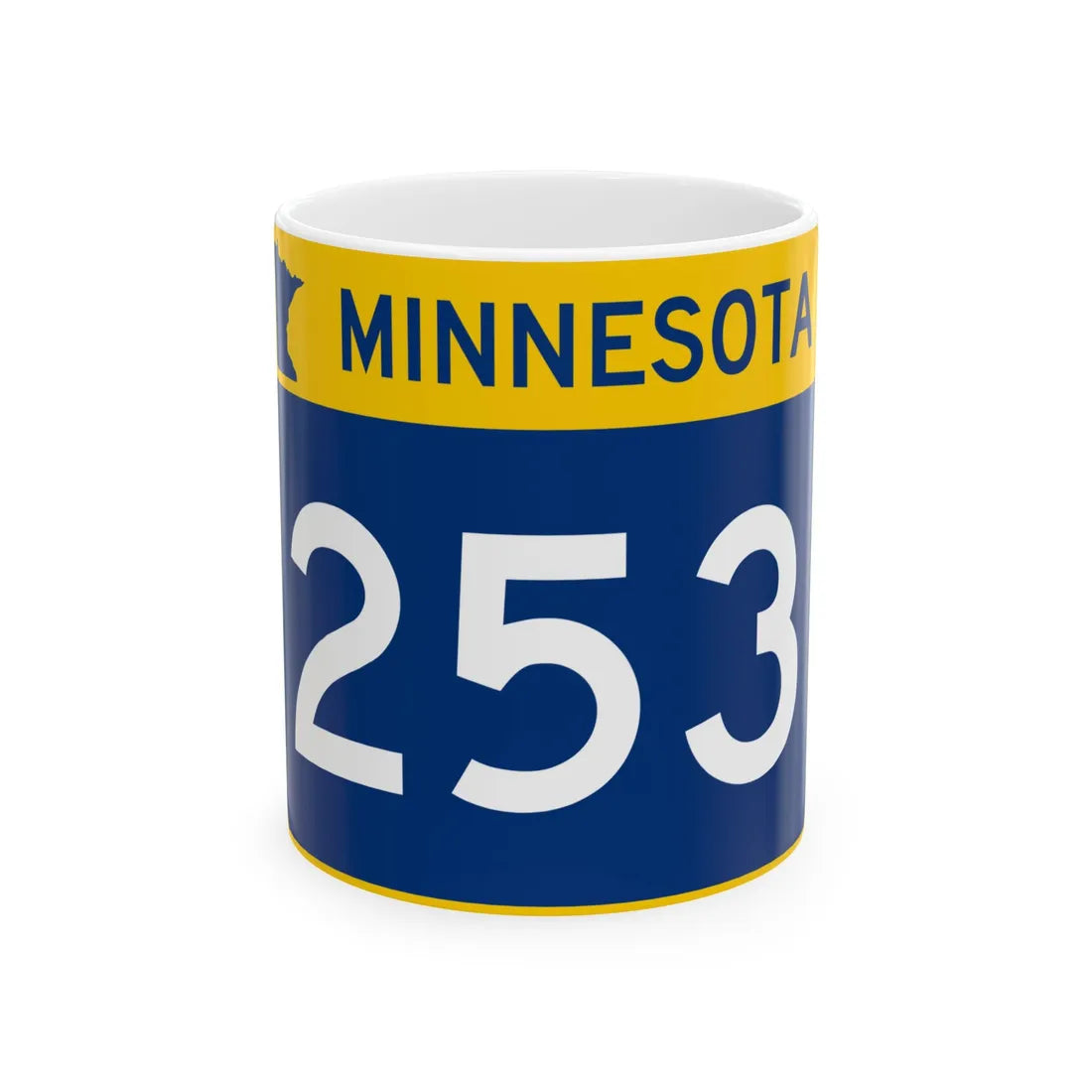 MN-253 wide (Minnesota) (Road Sign) White Coffee Mug 11oz - Go Mug Yourself
