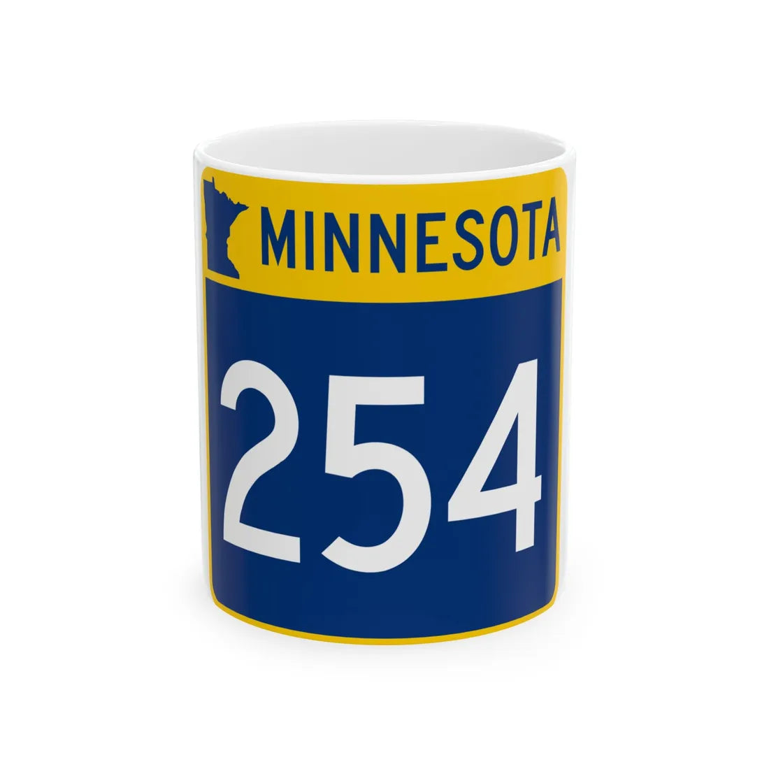 MN-254 (Minnesota) (Road Sign) White Coffee Mug 11oz - Go Mug Yourself