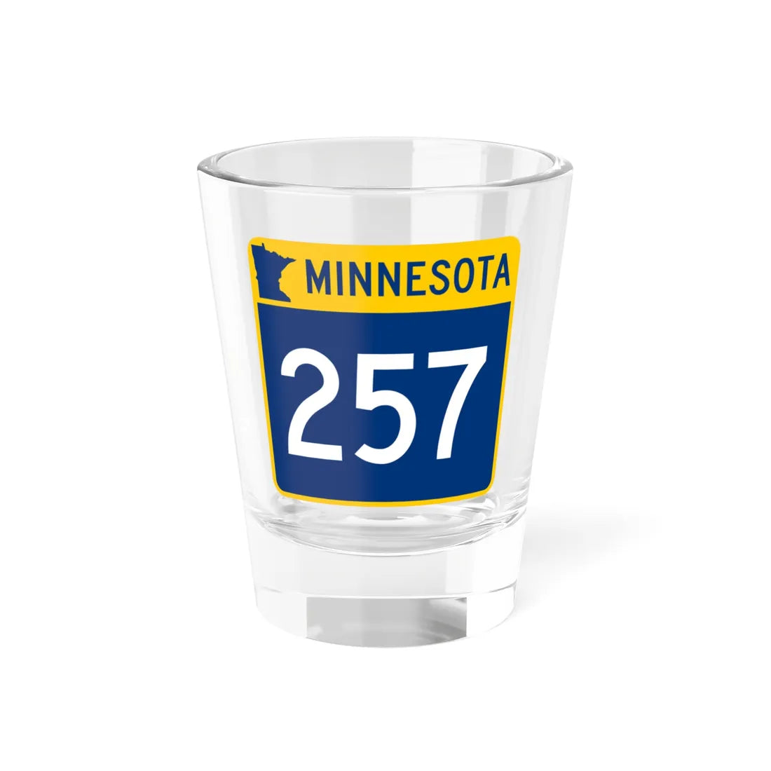 MN-257 (Minnesota) (Road Sign) Shot Glass 1.5oz 1.5oz - Go Mug Yourself