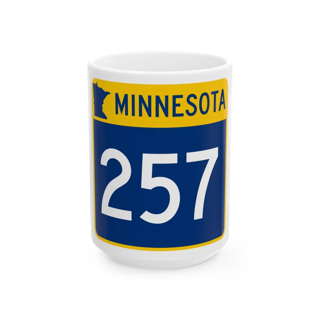 MN-257 (Minnesota) (Road Sign) White Coffee Mug 15oz - Go Mug Yourself