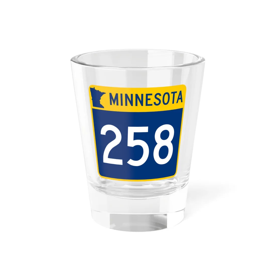 MN-258 (Minnesota) (Road Sign) Shot Glass 1.5oz 1.5oz - Go Mug Yourself
