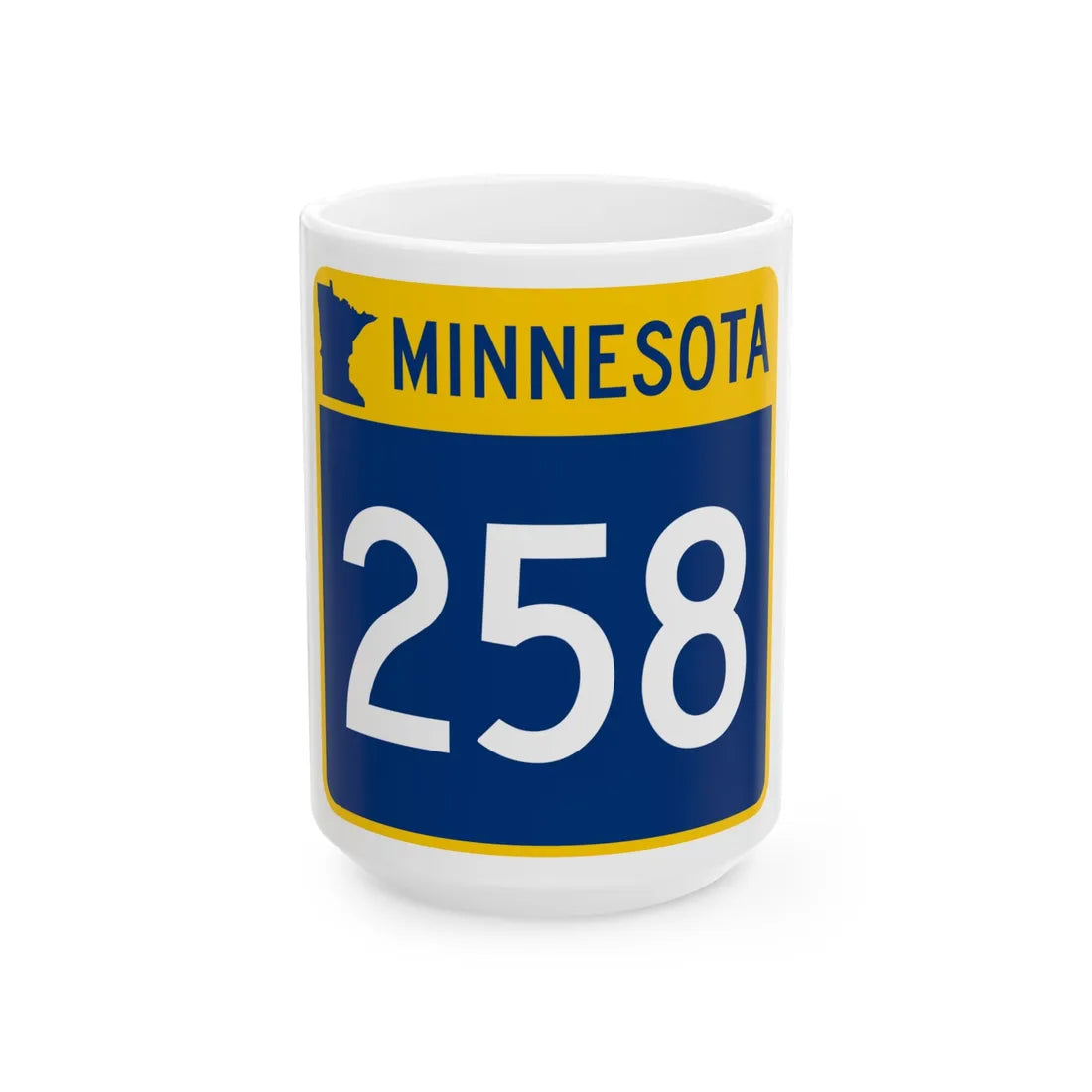 MN-258 (Minnesota) (Road Sign) White Coffee Mug 15oz - Go Mug Yourself