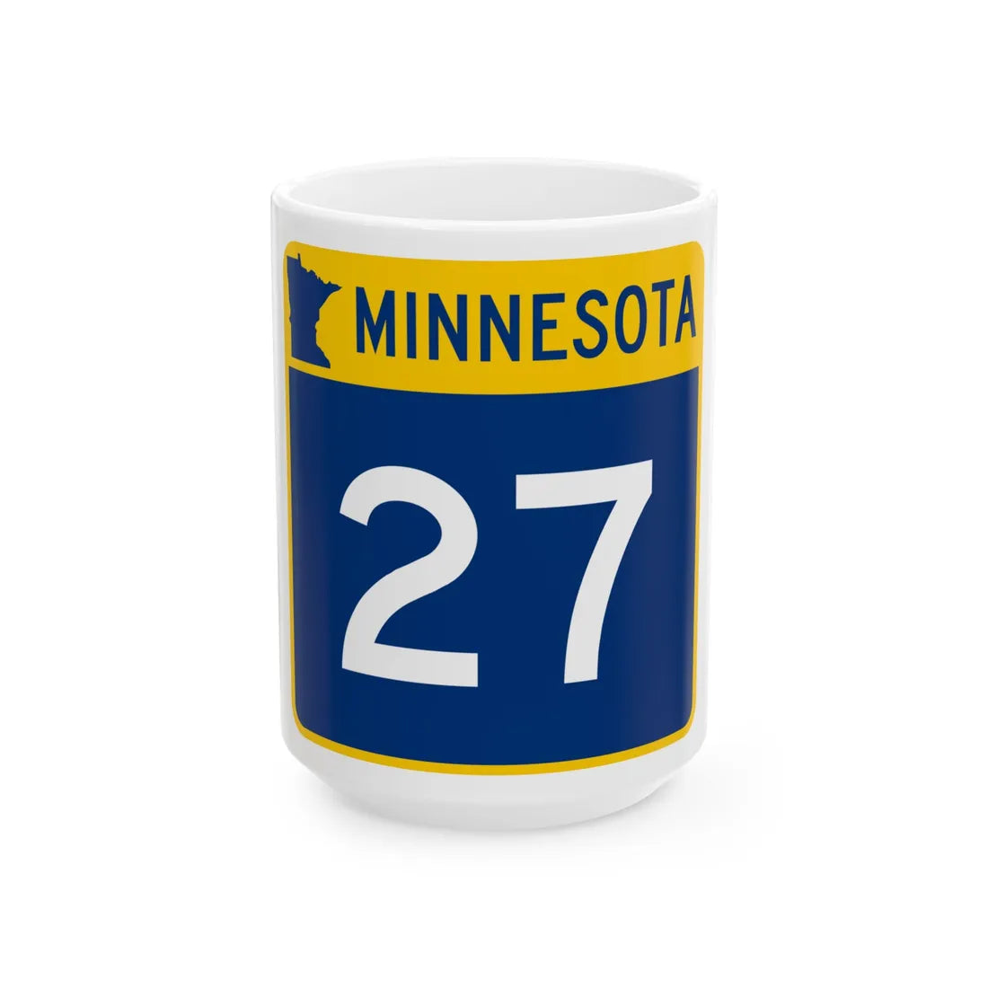 MN-27 (Minnesota) (Road Sign) White Coffee Mug 15oz - Go Mug Yourself