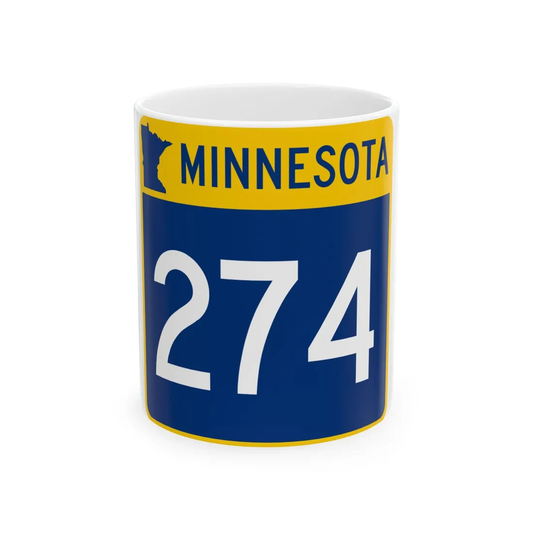 MN-274 (Minnesota) (Road Sign) White Coffee Mug 11oz - Go Mug Yourself