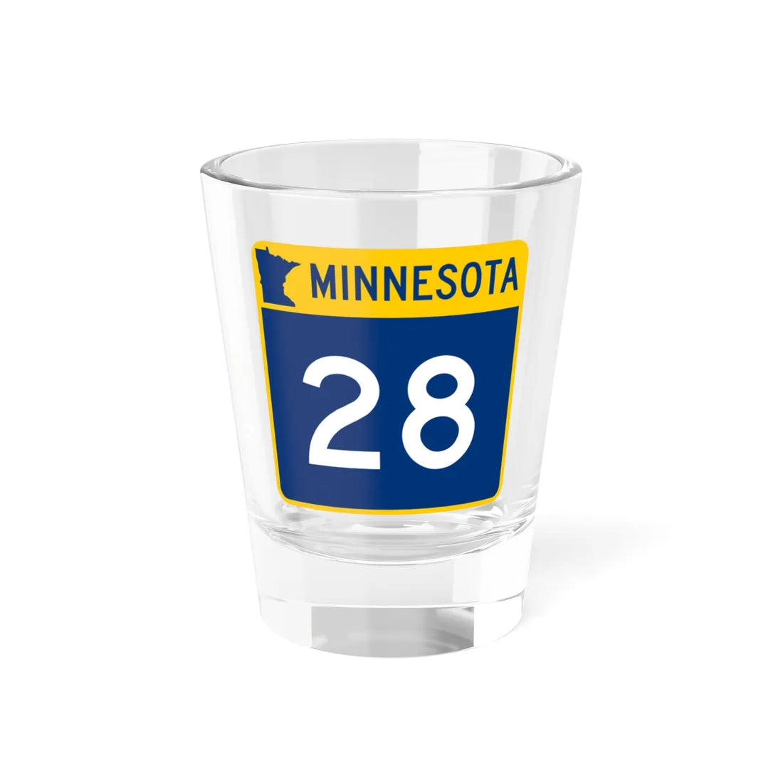MN-28 (Minnesota) (Road Sign) Shot Glass 1.5oz 1.5oz - Go Mug Yourself