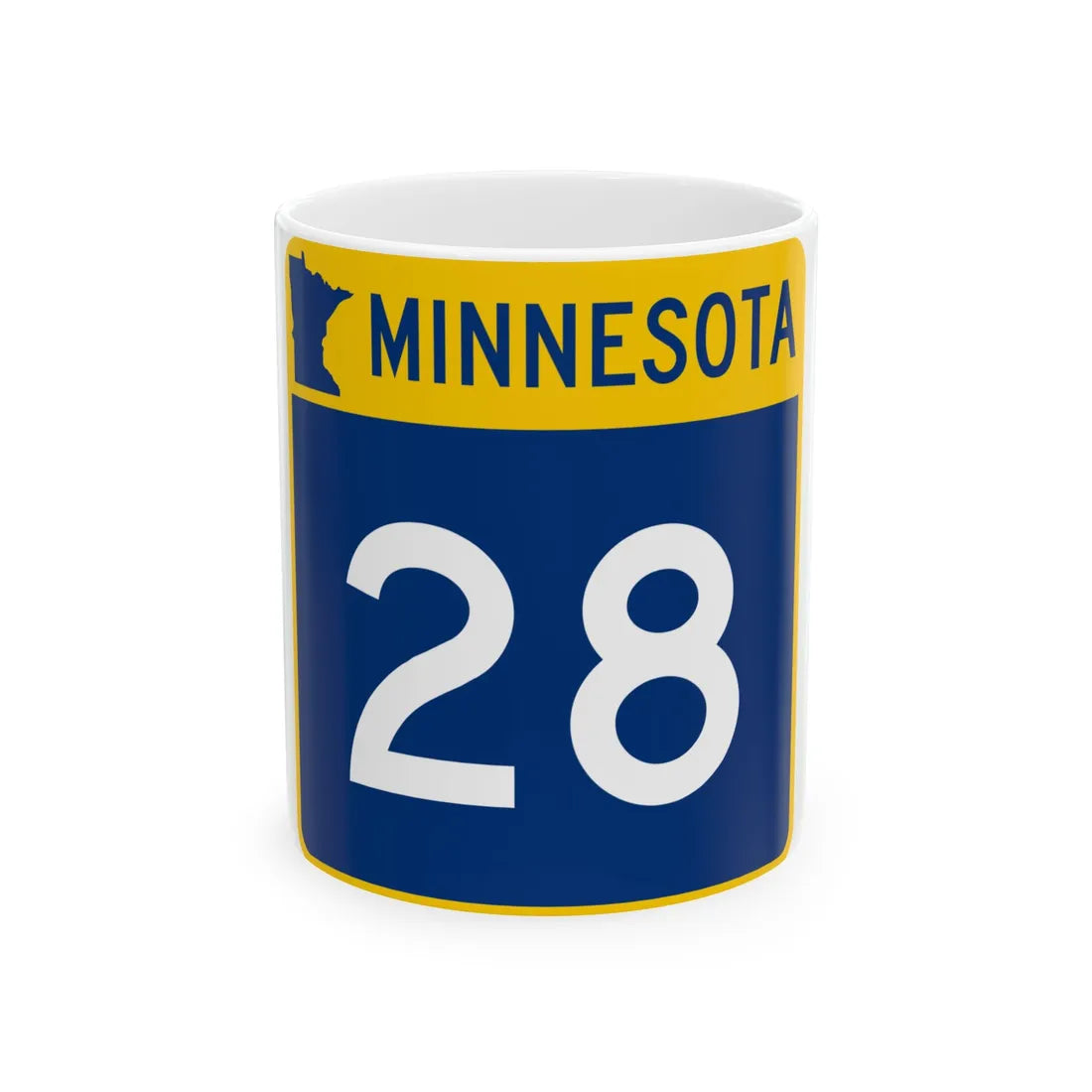MN-28 (Minnesota) (Road Sign) White Coffee Mug 11oz - Go Mug Yourself