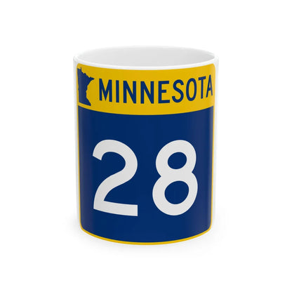 MN-28 (Minnesota) (Road Sign) White Coffee Mug 11oz - Go Mug Yourself