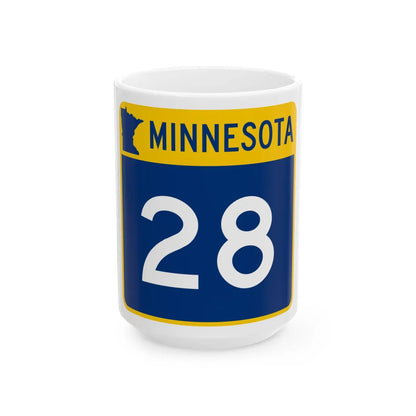MN-28 (Minnesota) (Road Sign) White Coffee Mug 15oz - Go Mug Yourself