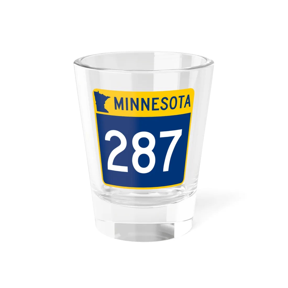 MN-287 (Minnesota) (Road Sign) Shot Glass 1.5oz 1.5oz - Go Mug Yourself