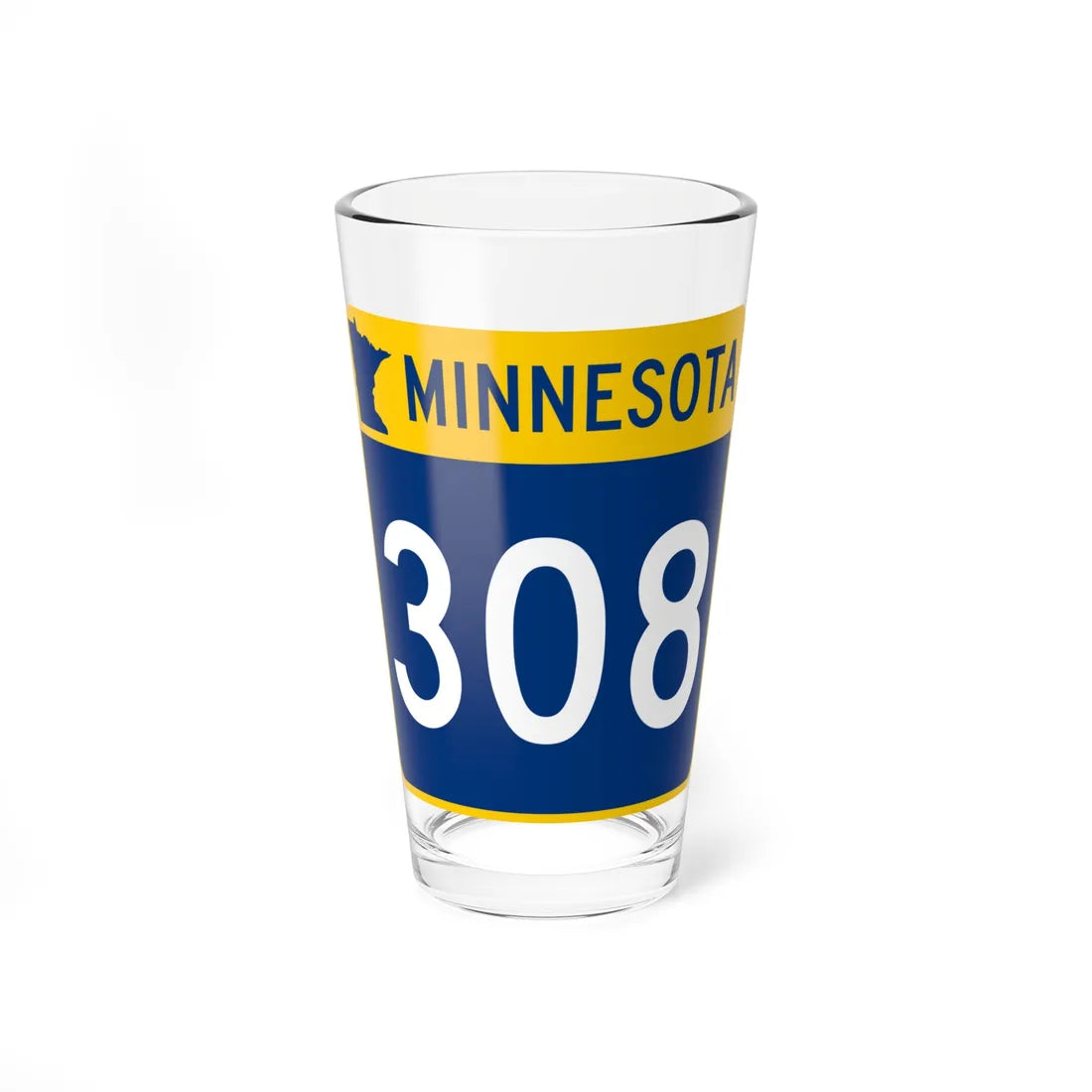 MN-308 (Minnesota) (Road Sign) Pint Glass 16oz 16oz - Go Mug Yourself