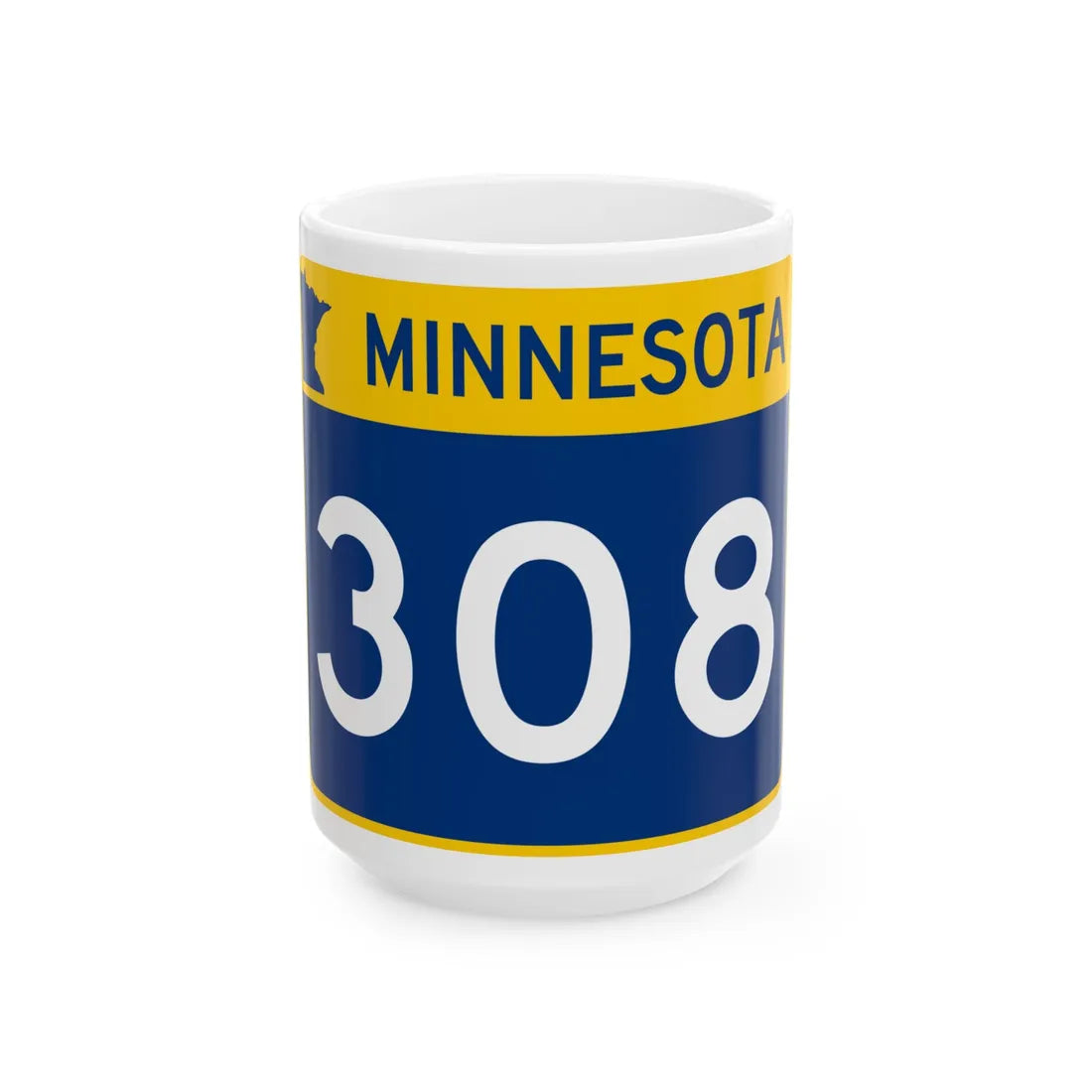MN-308 wide (Minnesota) (Road Sign) White Coffee Mug 15oz - Go Mug Yourself