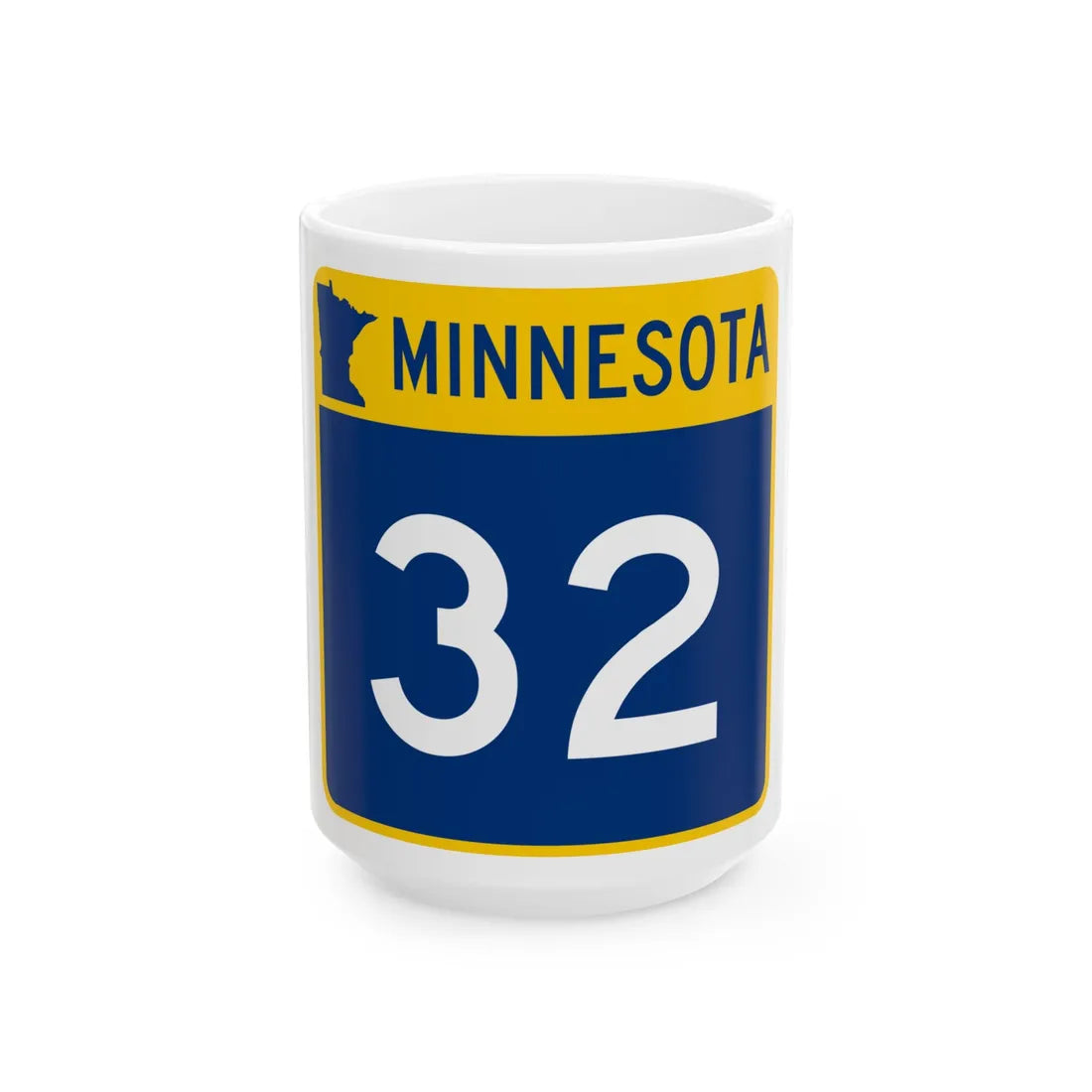 MN-32 (Minnesota) (Road Sign) White Coffee Mug 15oz - Go Mug Yourself