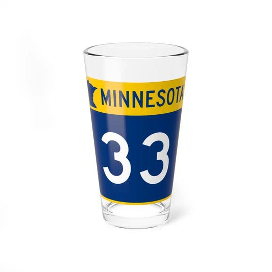 MN-33 (Minnesota) (Road Sign) Pint Glass 16oz 16oz - Go Mug Yourself