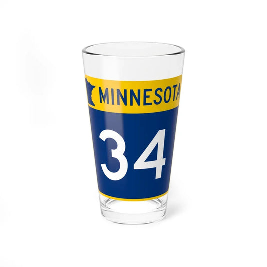 MN-34 (Minnesota) (Road Sign) Pint Glass 16oz 16oz - Go Mug Yourself