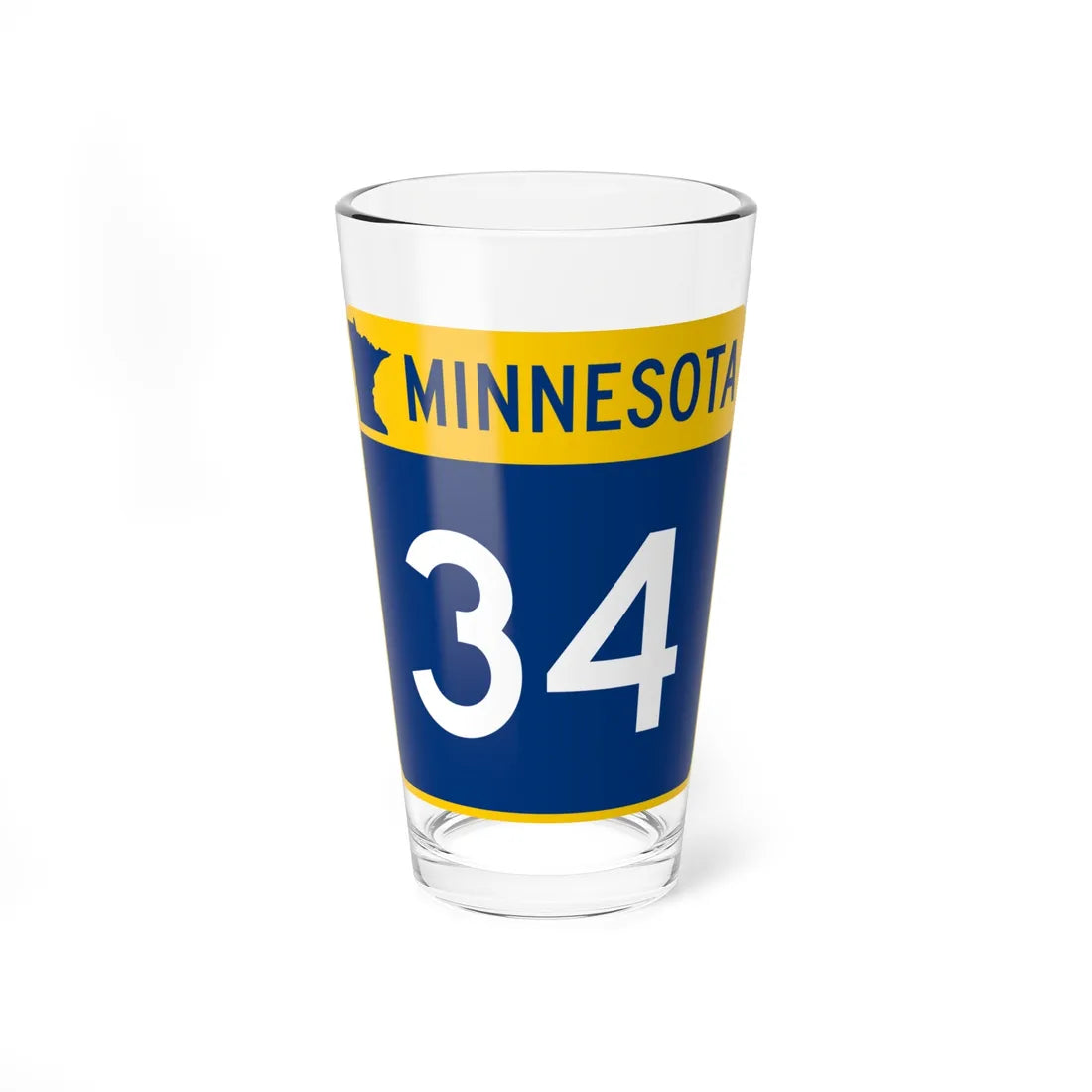 MN-34 (Minnesota) (Road Sign) Pint Glss 16oz 16oz - Go Mug Yourself
