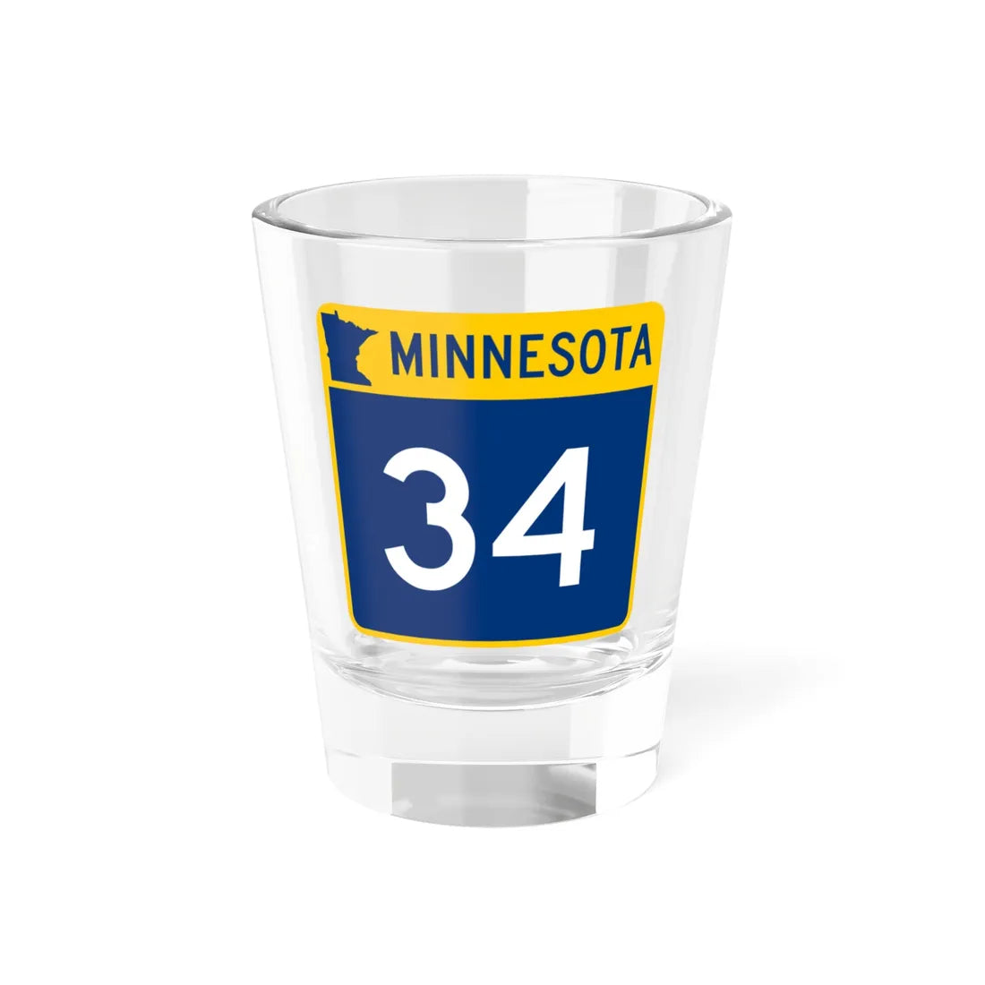MN-34 (Minnesota) (Road Sign) Shot Glass 1.5oz 1.5oz - Go Mug Yourself