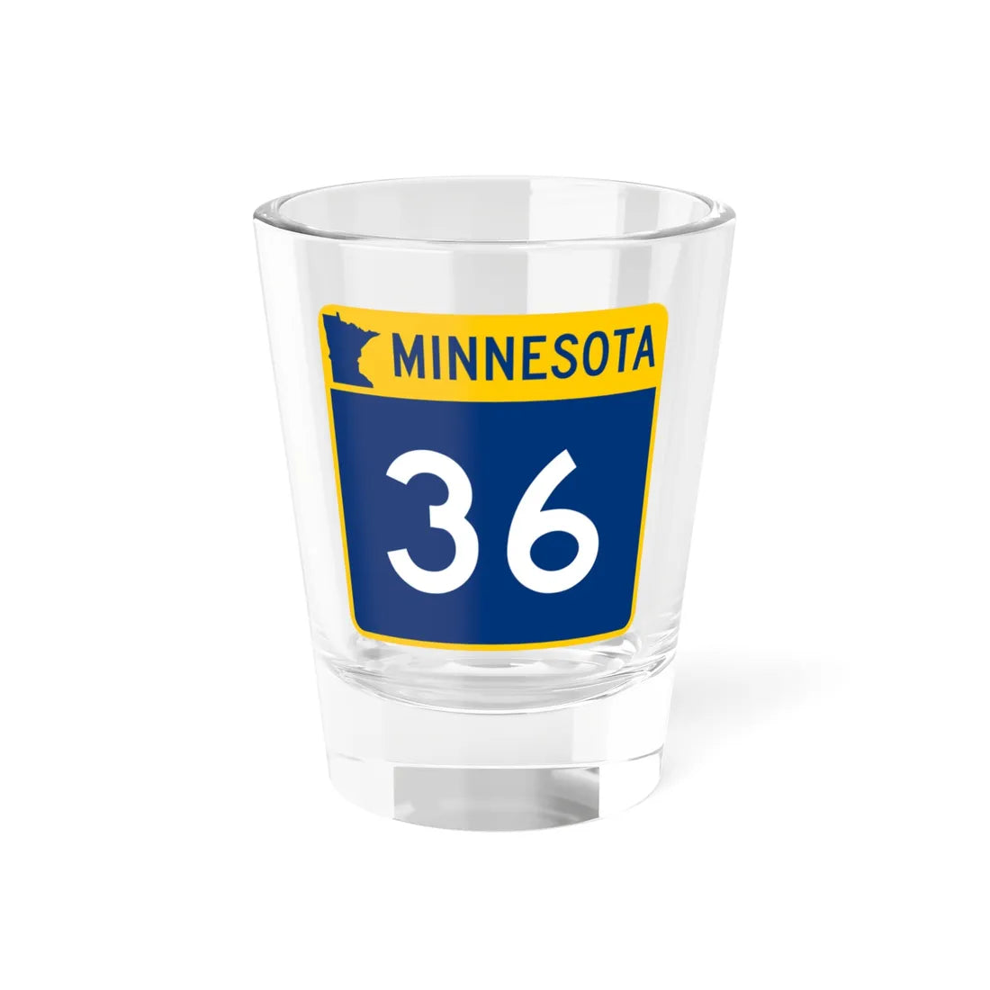 MN-36 (Minnesota) (Road Sign) Shot Glass 1.5oz 1.5oz - Go Mug Yourself