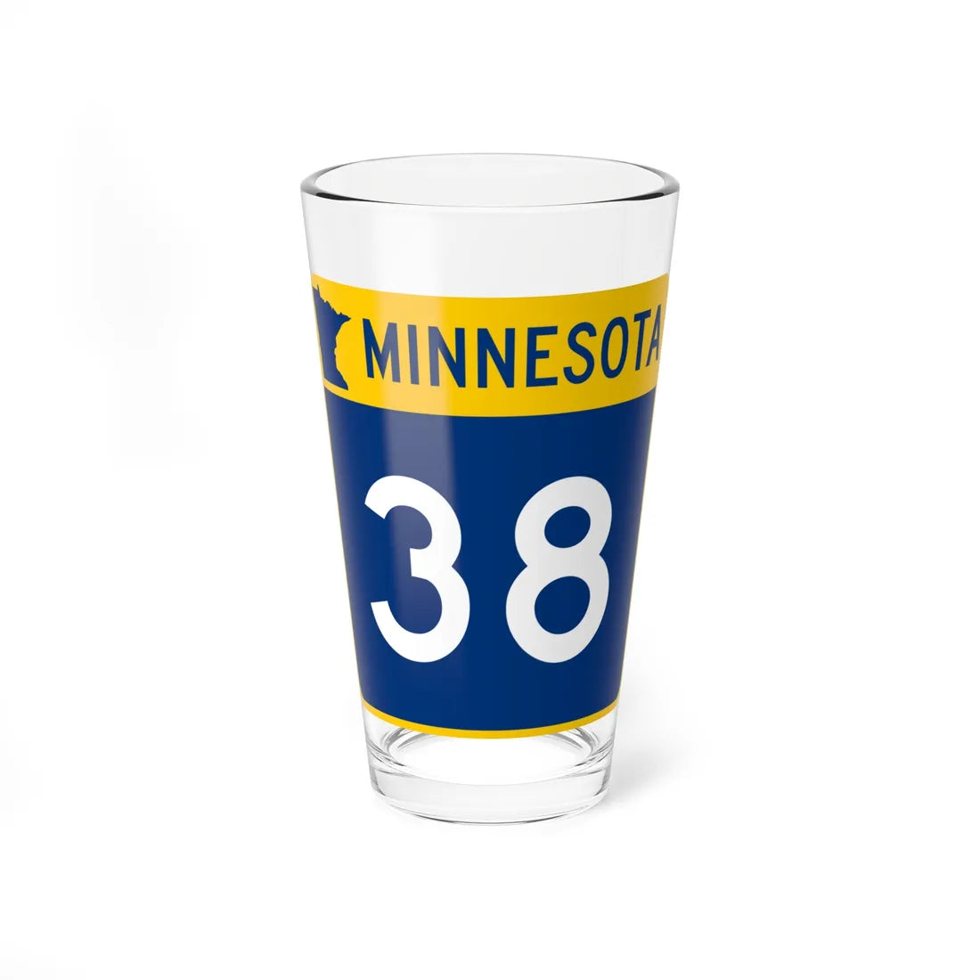 MN-38 (Minnesota) (Road Sign) Pint Glass 16oz 16oz - Go Mug Yourself