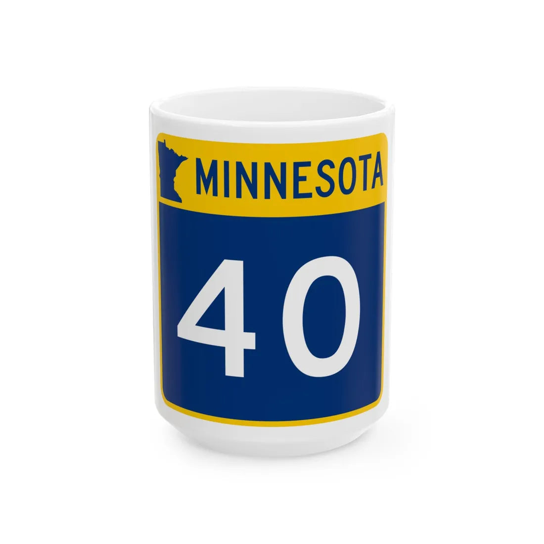 MN-40 (Minnesota) (Road Sign) White Coffee Mug 15oz - Go Mug Yourself