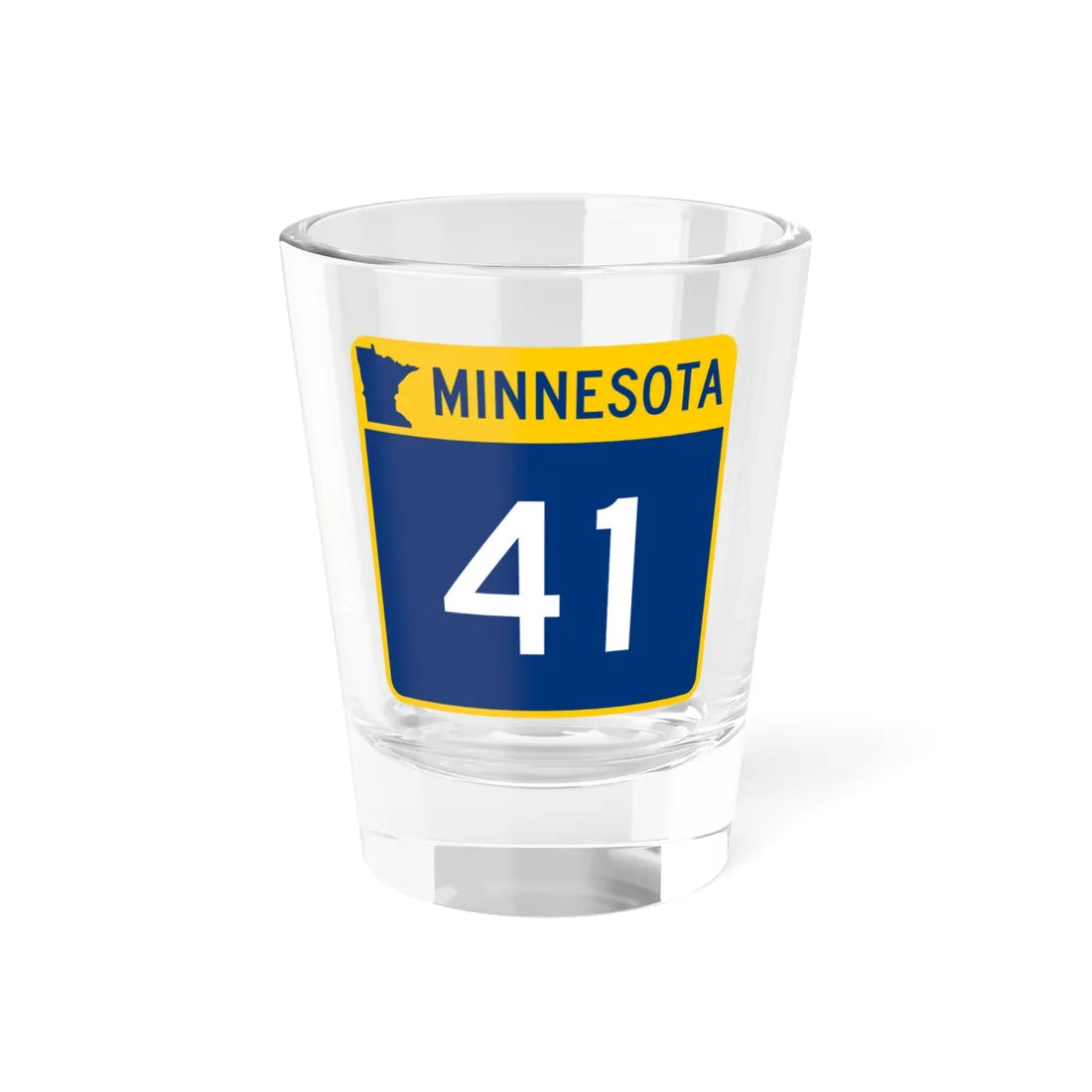 MN-41 (Minnesota) (Road Sign) Shot Glass 1.5oz 1.5oz - Go Mug Yourself