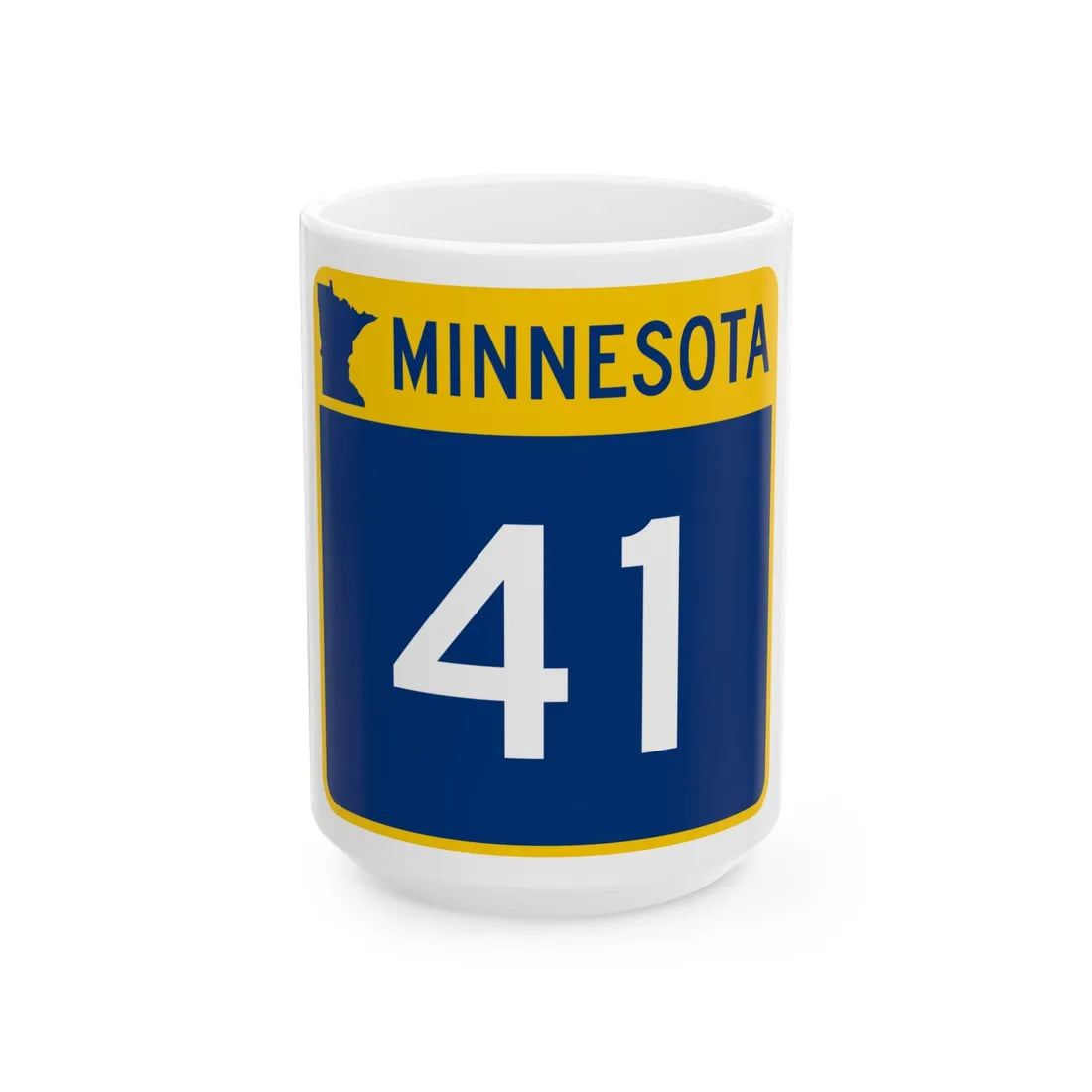 MN-41 (Minnesota) (Road Sign) White Coffee Mug 15oz - Go Mug Yourself