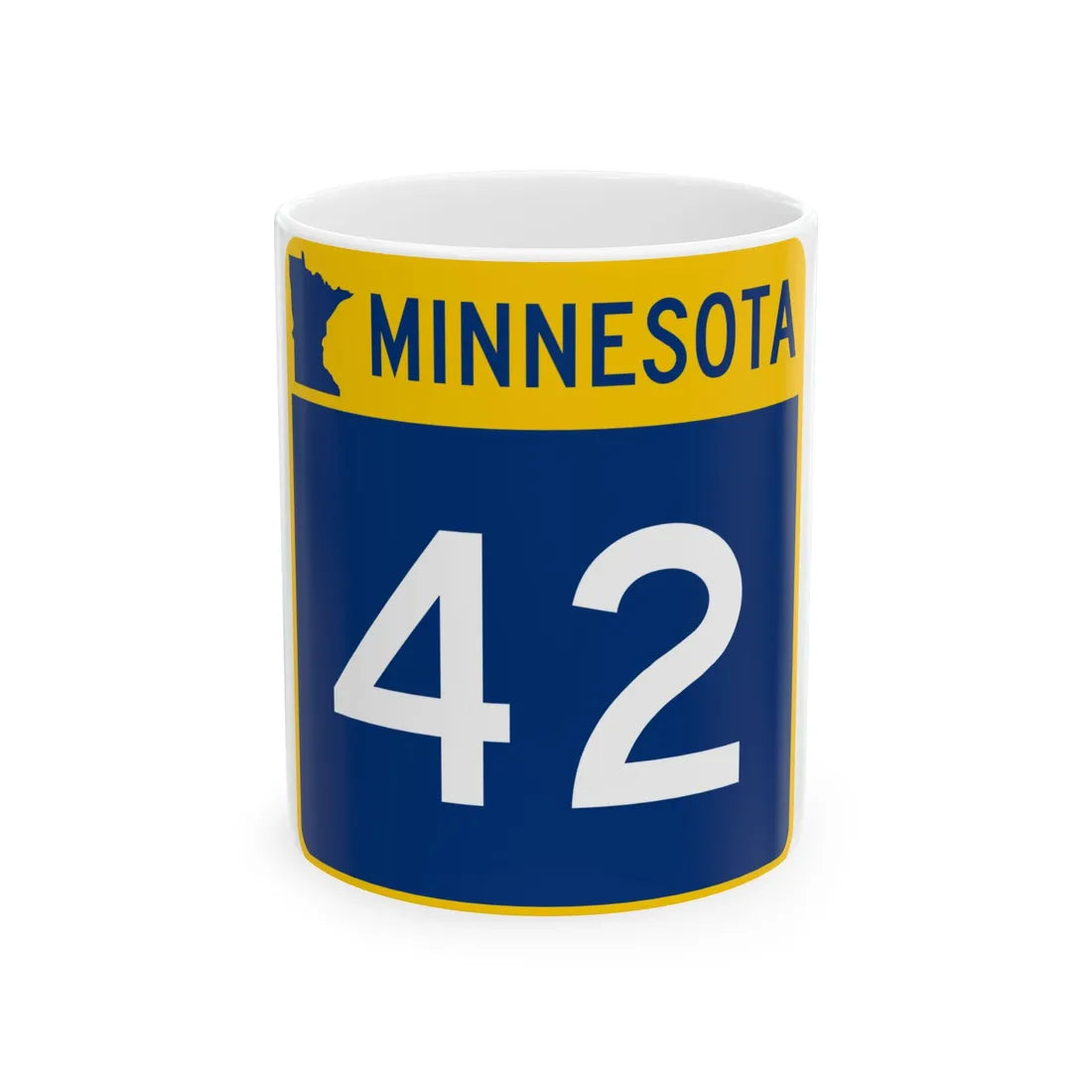 MN-42 (Minnesota) (Road Sign) White Coffee Mug 11oz - Go Mug Yourself