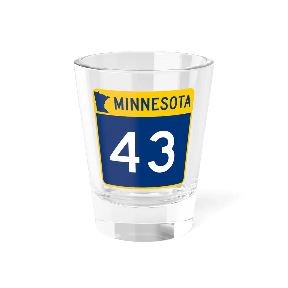 MN-43 (Minnesota) (Road Sign) Shot Glass 1.5oz 1.5oz - Go Mug Yourself