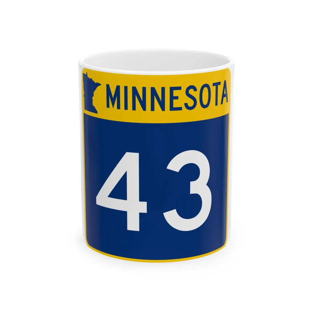 MN-43 (Minnesota) (Road Sign) White Coffee Mug 11oz - Go Mug Yourself