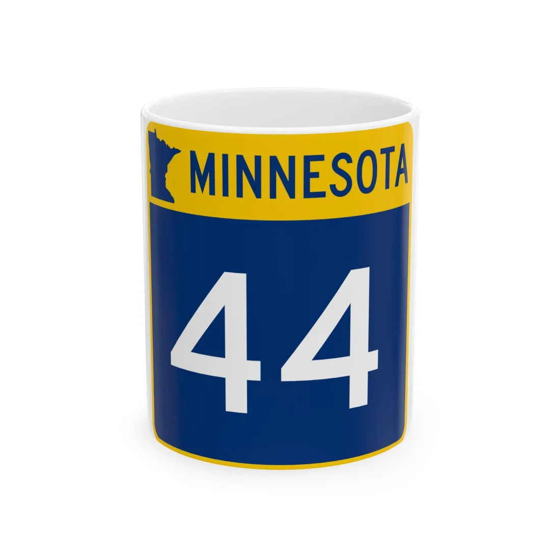 MN-44 (Minnesota) (Road Sign) White Coffee Mug 11oz - Go Mug Yourself