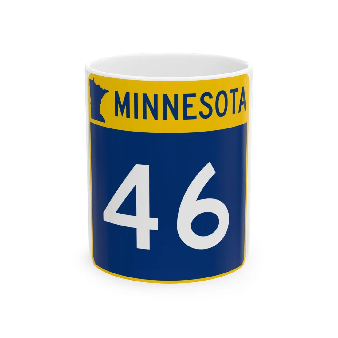 MN-46 (Minnesota) (Road Sign) White Coffee Mug 11oz - Go Mug Yourself